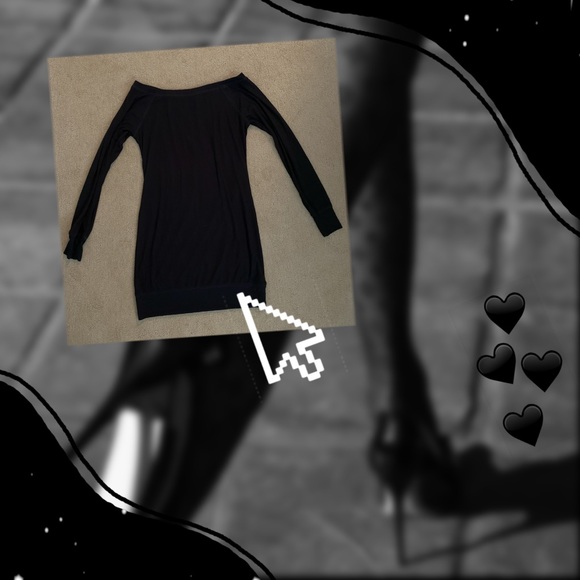 Black Form Fitting Off the Shoulder Dress - Picture 1 of 4